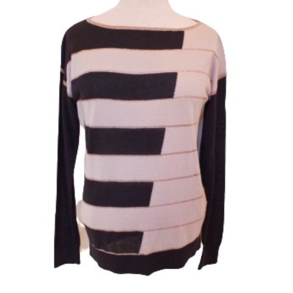 DKNY Graphic Knit Viscose/Metallic Sweater- Sz. Med - Picture 2 of 8